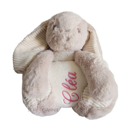 Cadeau de naissance, lapin en peluche avec prénom du bébé