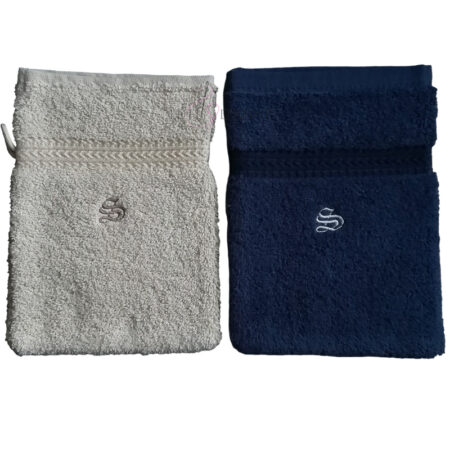 Gants de toilette avec initiale S