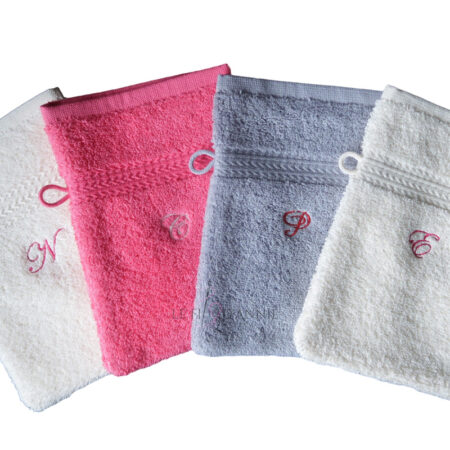 Gants de toilette avec initiale