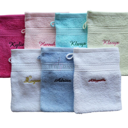 Gants de toilette avec prénom