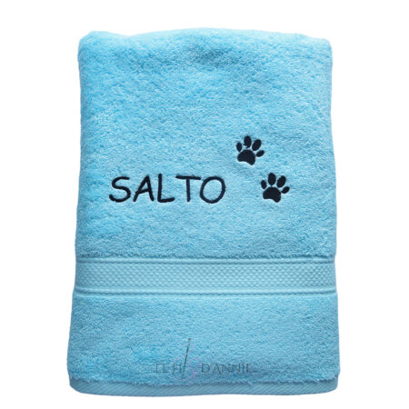 Serviette de toilette avec prénom et pattes de chien