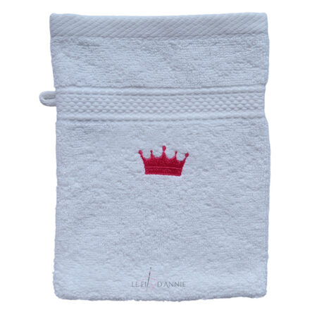 Gant de toilette brodé avec une couronne de princesse