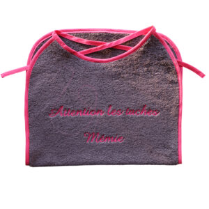Bavoir adulte taupe et fushia