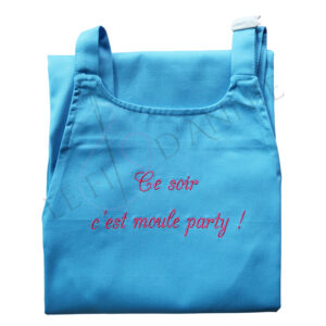 Tablier de cuisine turquoise et fushia