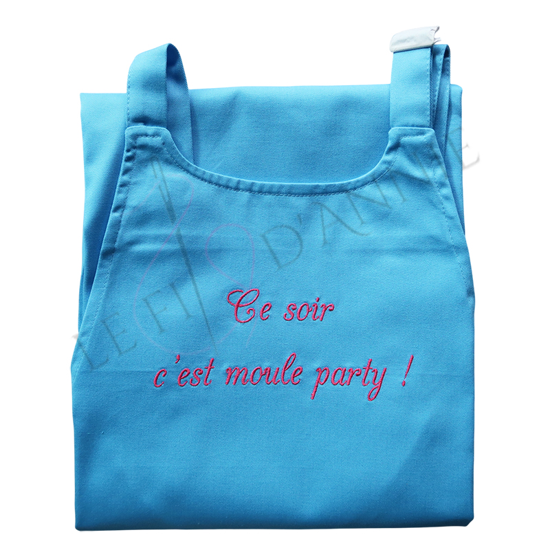 Tablier de cuisine turquoise et fushia