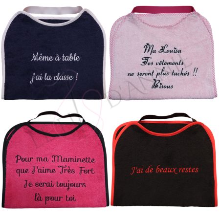 Bavoir avec élastique pour adulte broderie