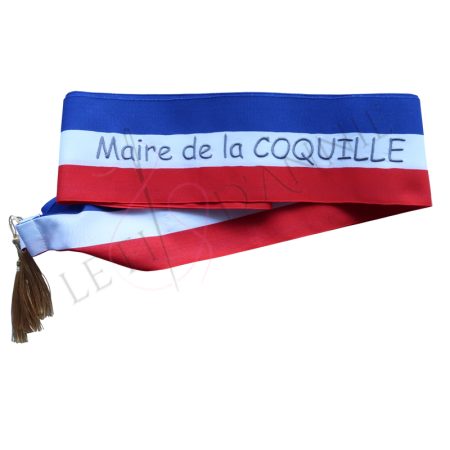 Echarpe bleu blanc rouge avec broderie